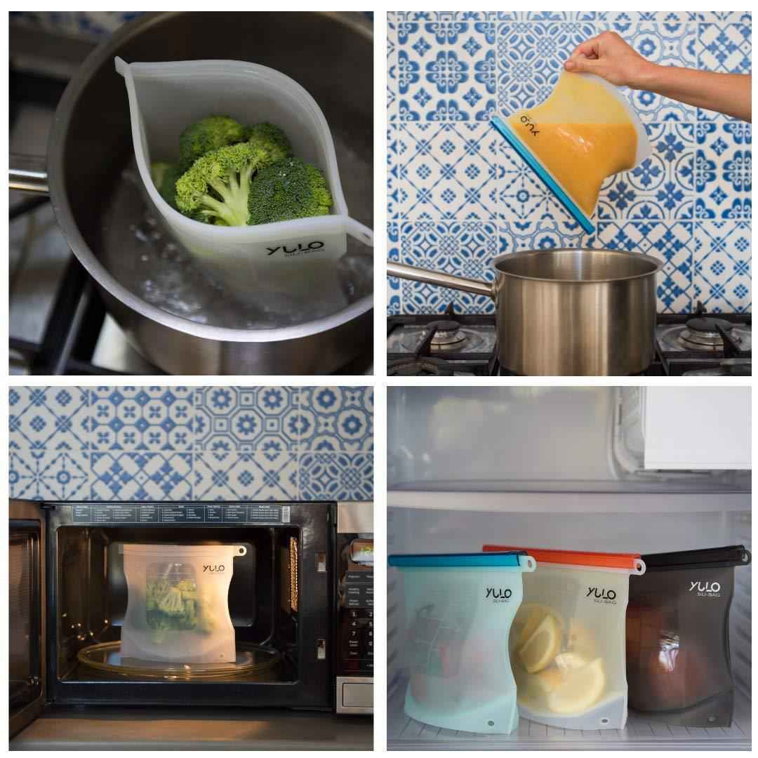 Yulo Sili-Bags Reusable Silicone Food Storage Bags (5 Pack) - Eco-Friendly & Airtight