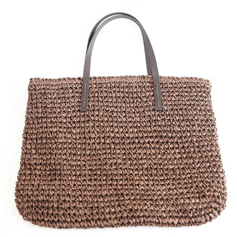 Lkblock Casual Rattan Large Capacity Tote for Women - Wicker Woven Wooden Handbag for Summer Beach