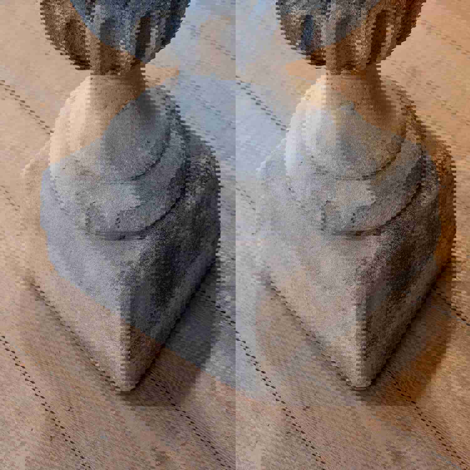 Pair of 18th Century Carved Limestone Garden Urns with Draped Swags and Fluted Bowls