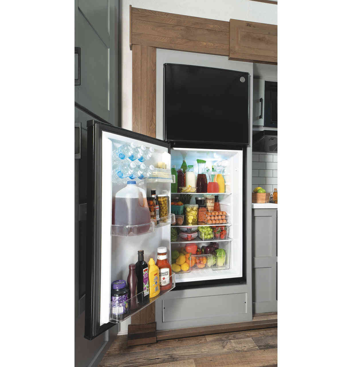 GE Appliances 9.8 Cu. Ft. 12 Volt DC Power Top-Freezer Refrigerator - Black