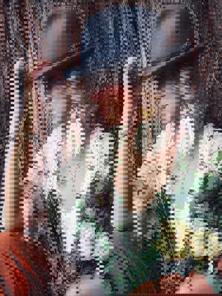 Crescent Moon Earrings - Moon White with Wine Red