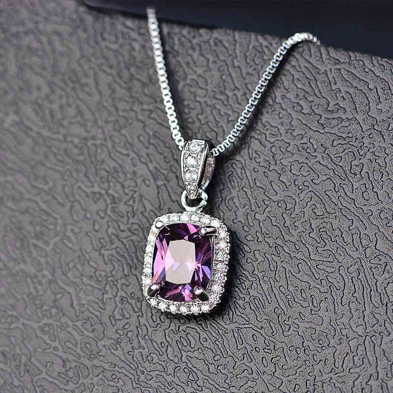 Huitan Geometric Cubic Zirconia Pendant Necklace for Women - Trendy Wedding Party Jewelry