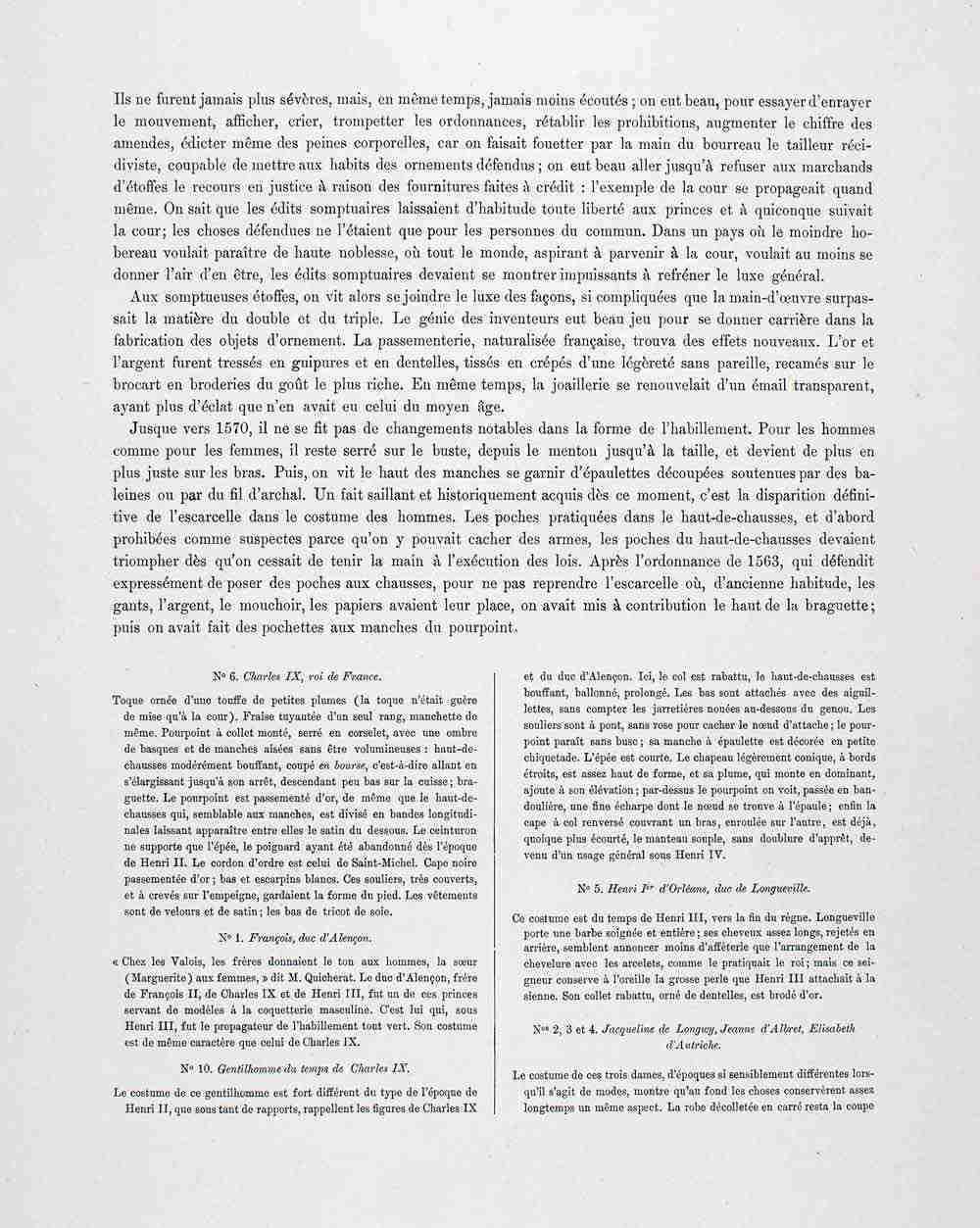 1888 Chromolithograph of 16th Century French Royalty Fashion