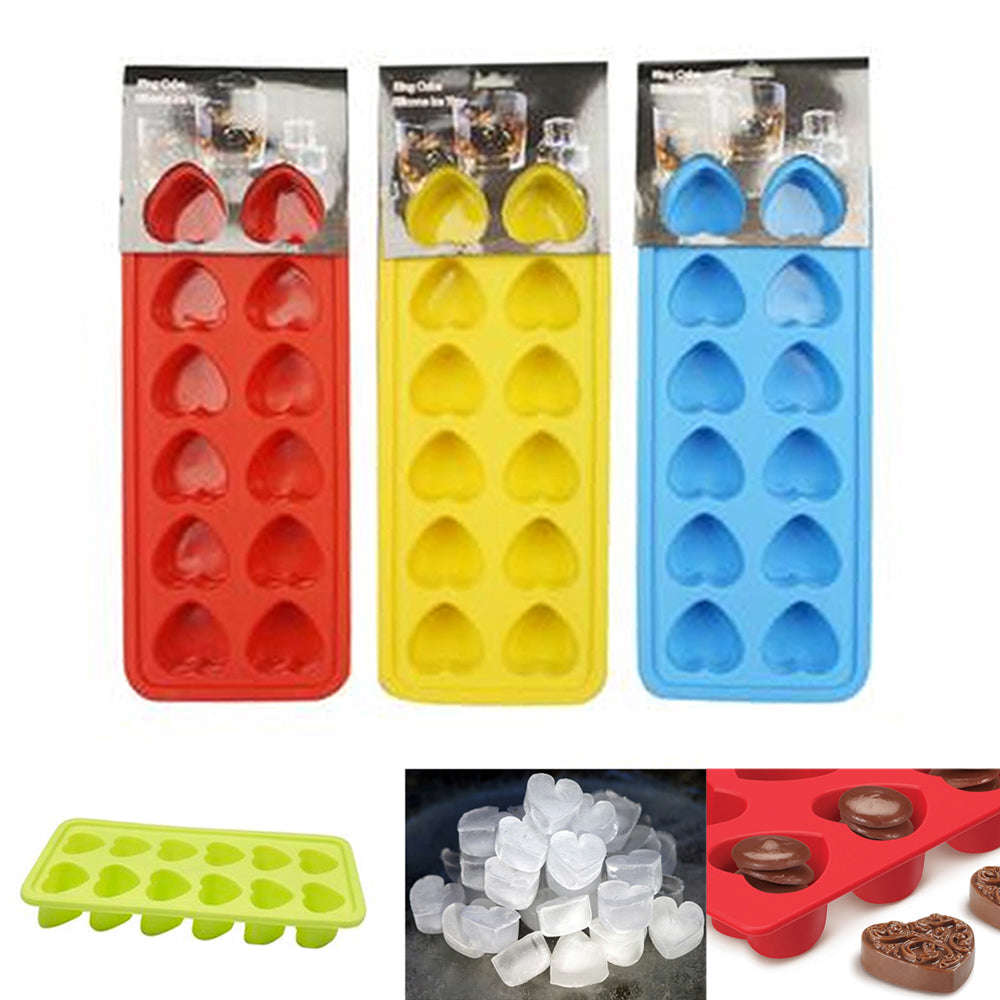 6 Silicone Ice Tray Heart Shaped Cube Maker for Jelly, Chocolate, and Cake - Perfect for Parties