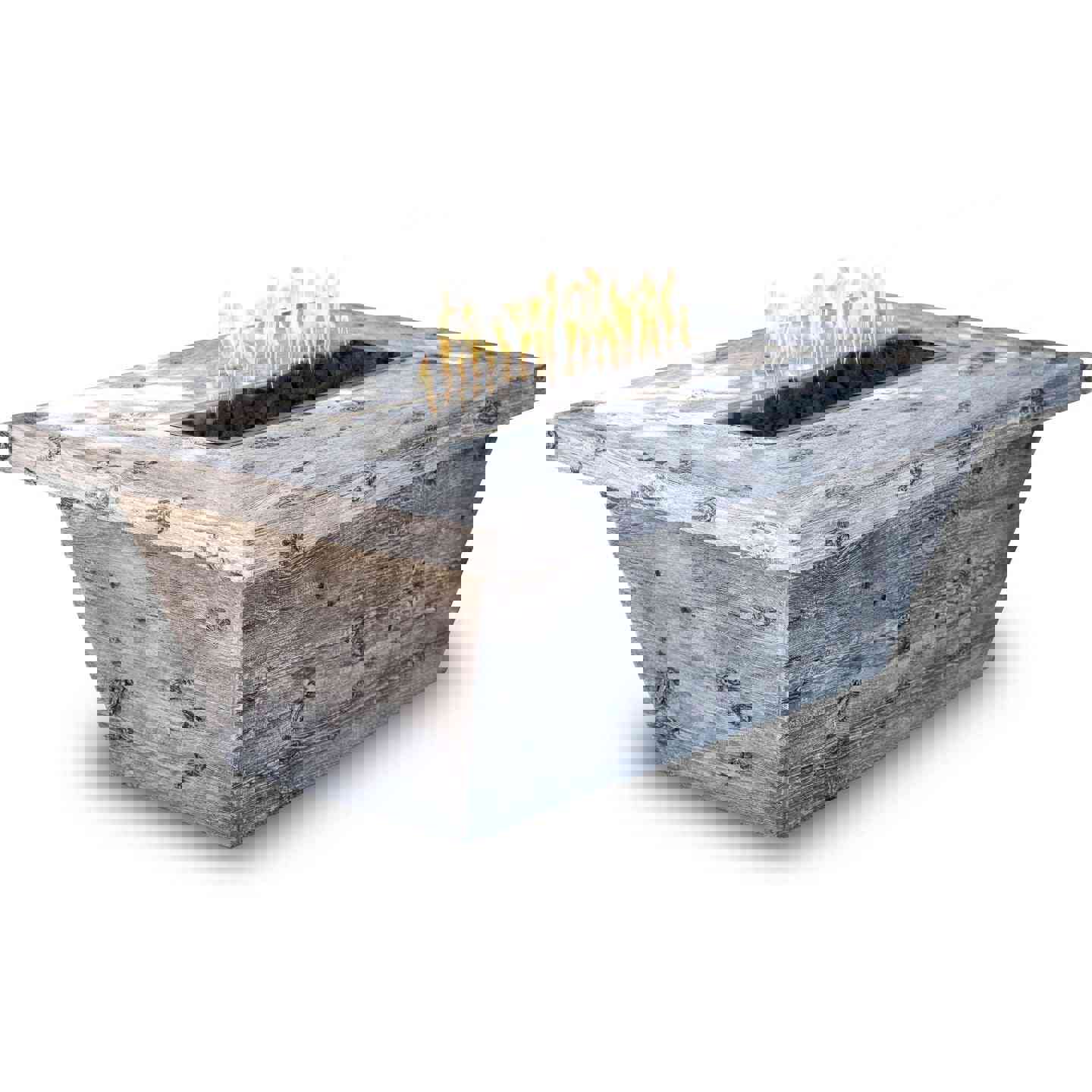 The Outdoor Plus Carson Rectangle 24 Tall Fire Pit in Woodgrain Concrete with Free Cover