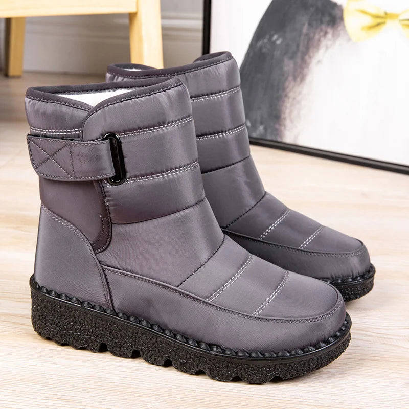 Women's Snow Boots - Plush Slip-On Platform Ankle Boots with Fur, Waterproof & Chunky Winter Shoes