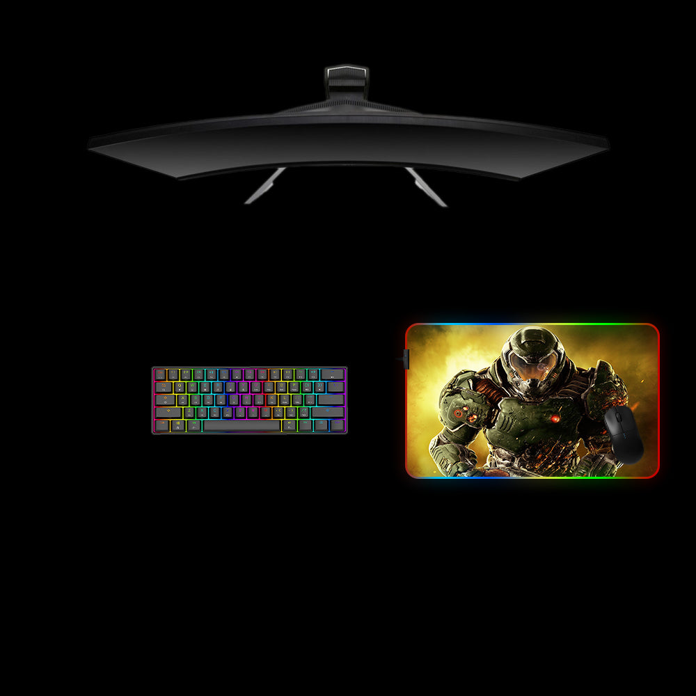 Doom Slayer RGB Gaming Mouse Pad with LED Strip, M-XXL Size