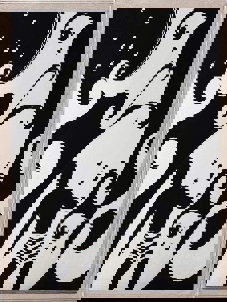 Natural Curiosities Modern Paradise Surfers Art - Black & White Ocean Lover's Delight