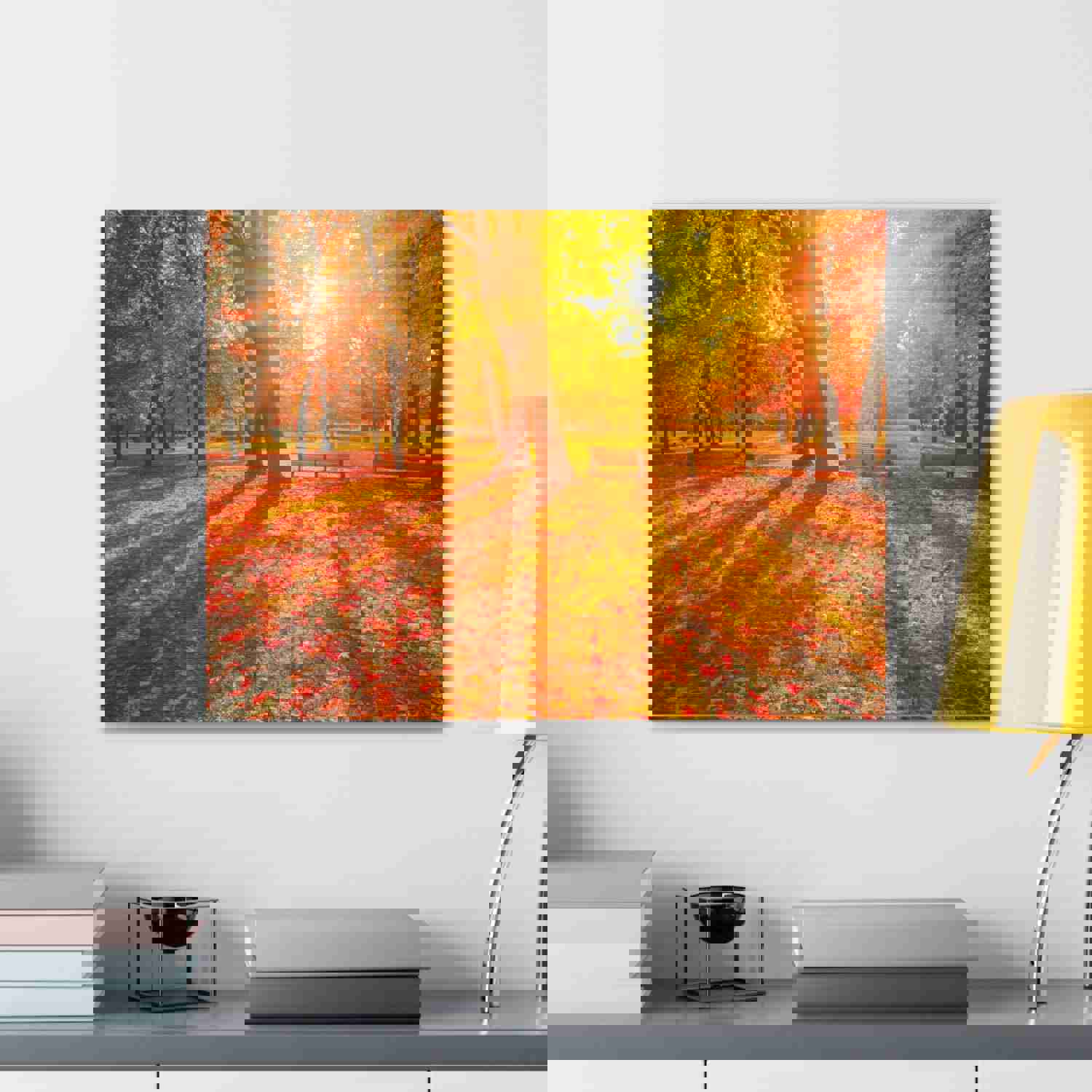 Sunrise Autumn Park Nature Wilderness Photography Canvas Wall Art for Home Decor