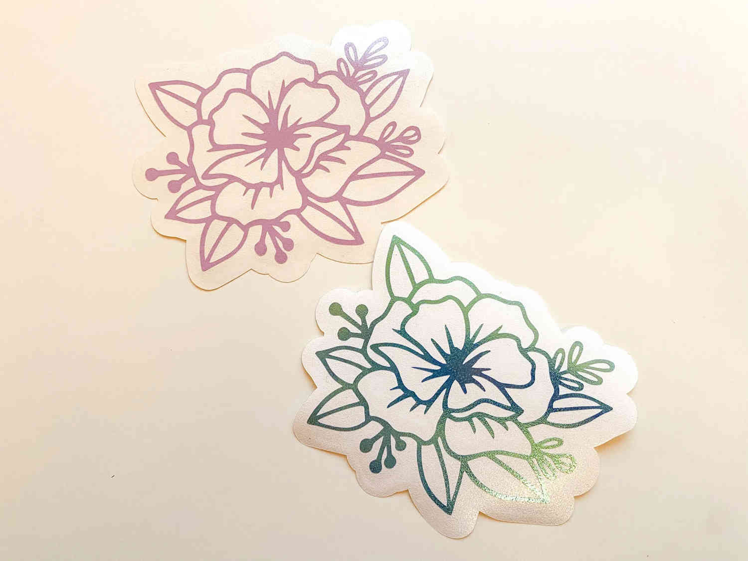 Floral Line Art Vinyl Decal for Various Smooth Surfaces