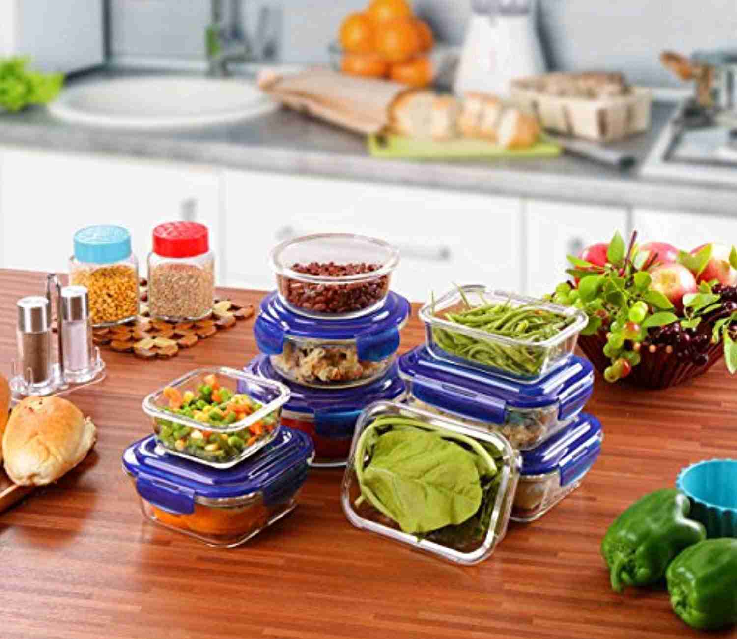Utopia Kitchen Glass Food Storage Container Set - 18 Pieces (9 Containers & 9 Lids) - BPA Free