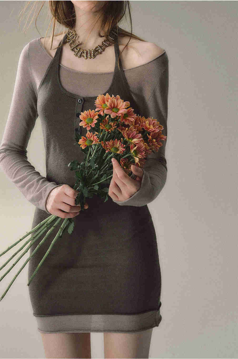 2-in-1 Neck Wool Knit Sweater