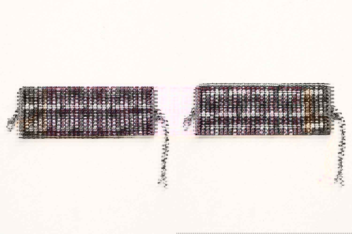 Handmade Armenian Geometric Bead Bracelet - Multicolour Interlocking Squares Design