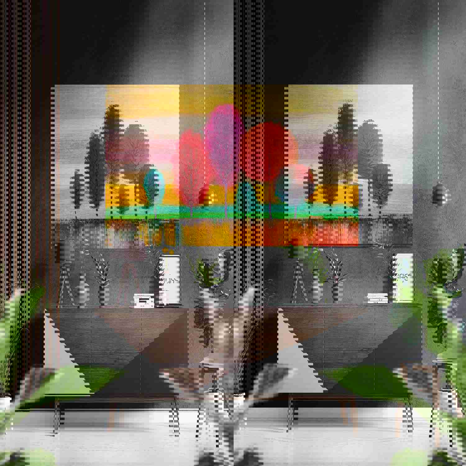 Trees of Colors Brushed Aluminium Dibond Wall Art