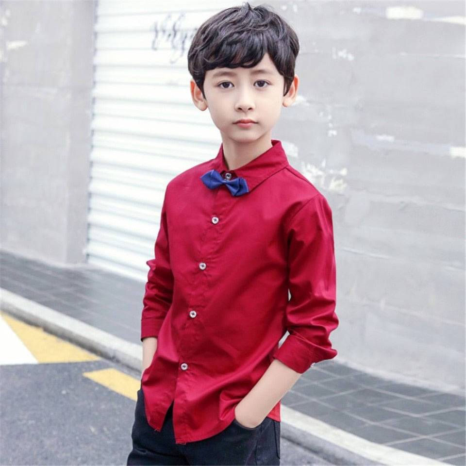 Spring & Autumn Pure Cotton Shirt for Boys - Casual Long Sleeve Baby Shirt