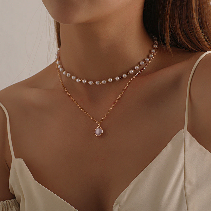 Baroque Pearl Charm Pendant Necklace for Women - Trendy O-Chain Choker Jewelry Gift