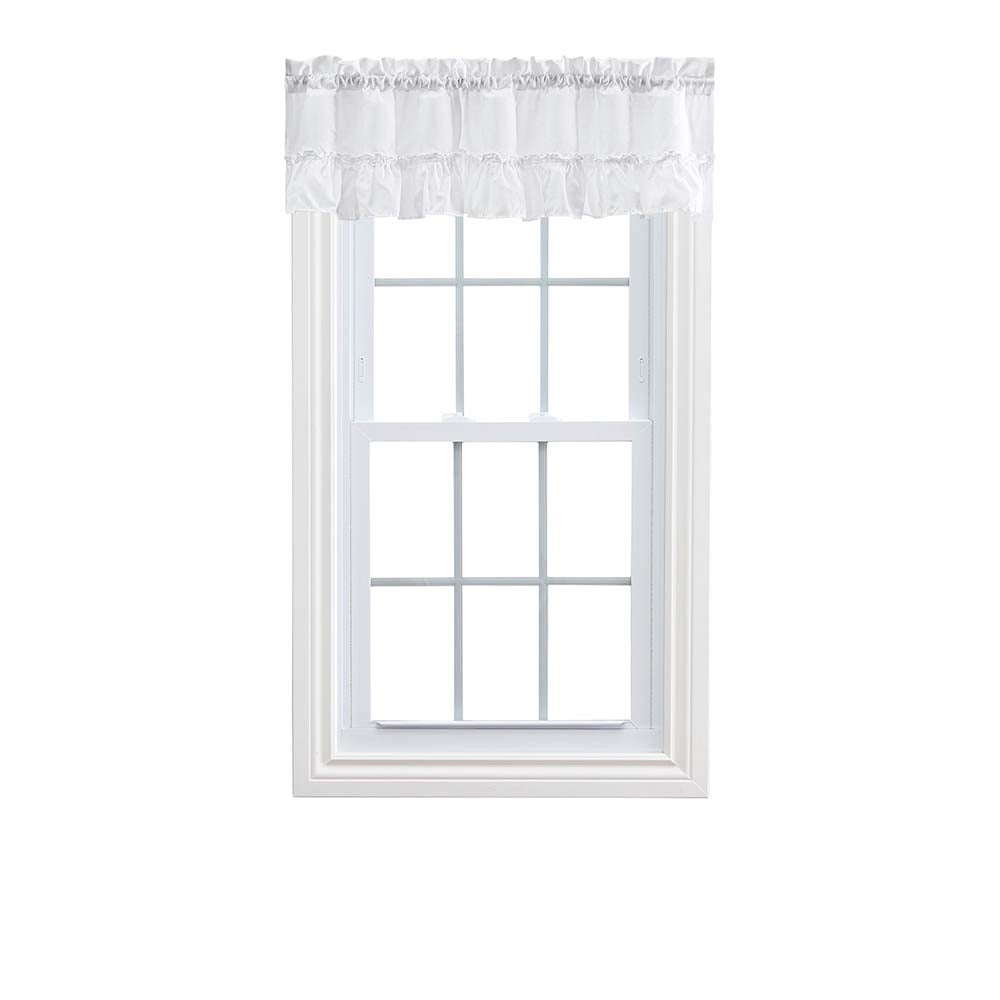 Ellis Stacey 1.5 Rod Pocket High Quality Fabric Solid Color Window Ruffled Filler Valance 54x13 White