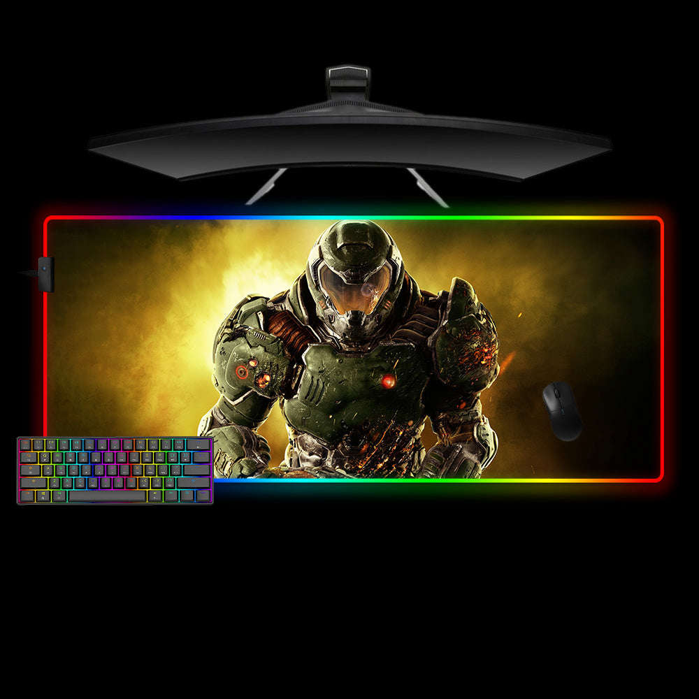 Doom Slayer RGB Gaming Mouse Pad with LED Strip, M-XXL Size