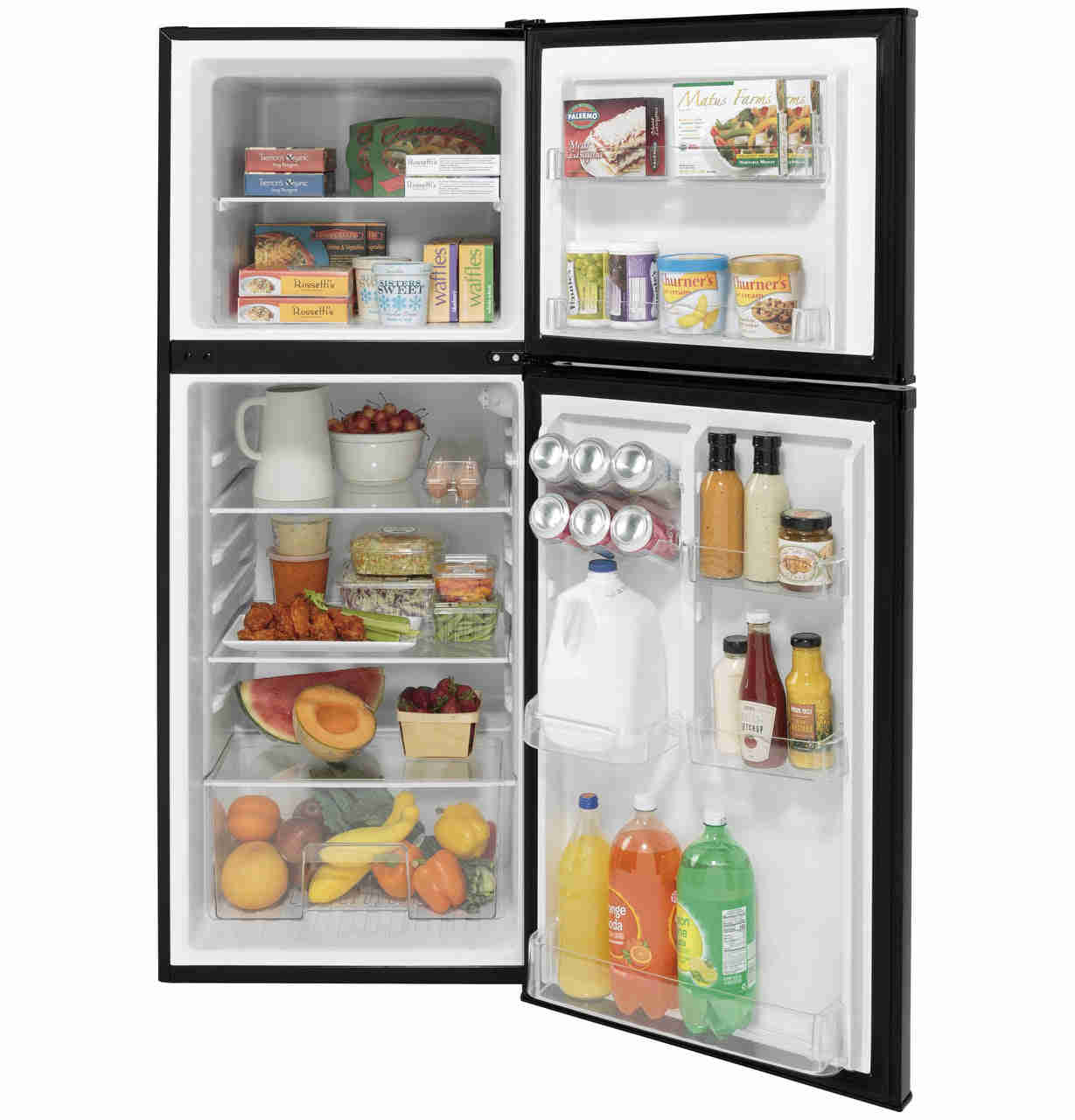 GE Appliances 9.8 Cu. Ft. 12 Volt DC Power Top-Freezer Refrigerator - Black