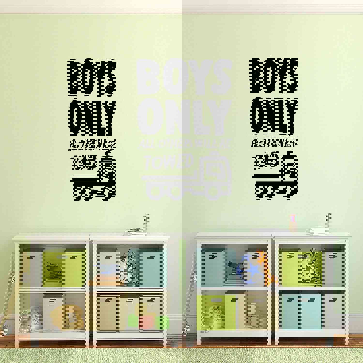 BOYS ONLY All Other Will Be TOWED Wall Art Vinyl Decal - Cool Boys Room Decor