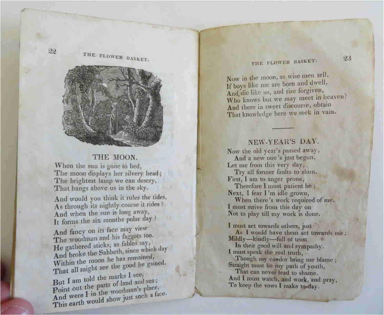 Flower Basket 1838 Woodblock Illustrations Children's Rare Poetry Chap Book
