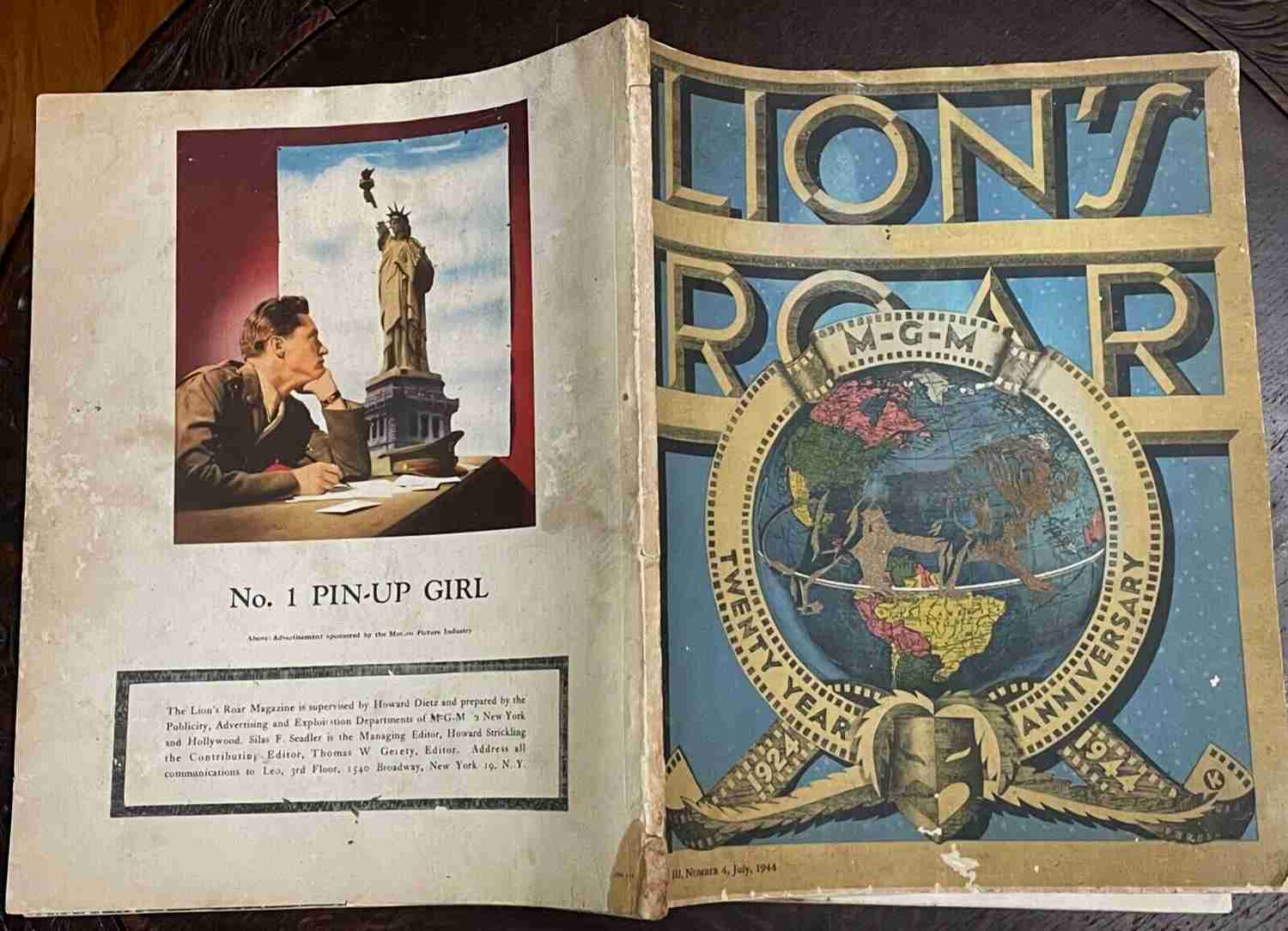 LIONS ROAR MAGAZINE MGM, July 1944, Vol 3 - HOLLYWOOD GOLDEN AGE VINTAGE CINEMA