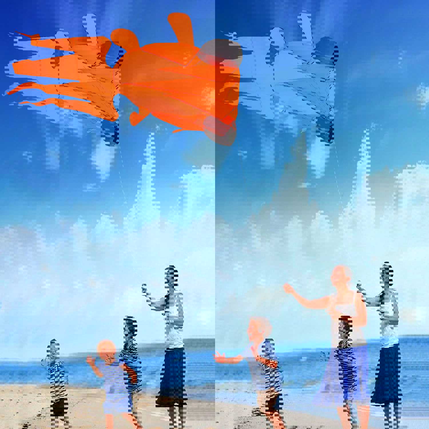 3D Orange Goldfish Kite - Frameless Soft Giant Parafoil for Outdoor Fun