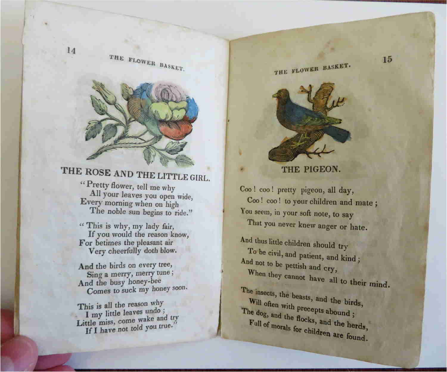 Flower Basket 1838 Woodblock Illustrations Children's Rare Poetry Chap Book