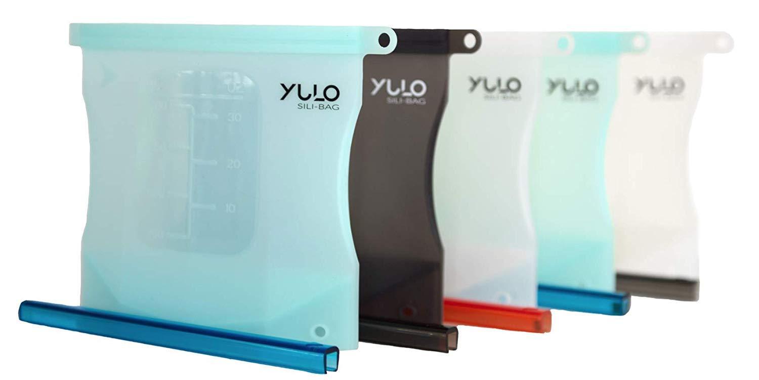Yulo Sili-Bags Reusable Silicone Food Storage Bags (5 Pack) - Eco-Friendly & Airtight