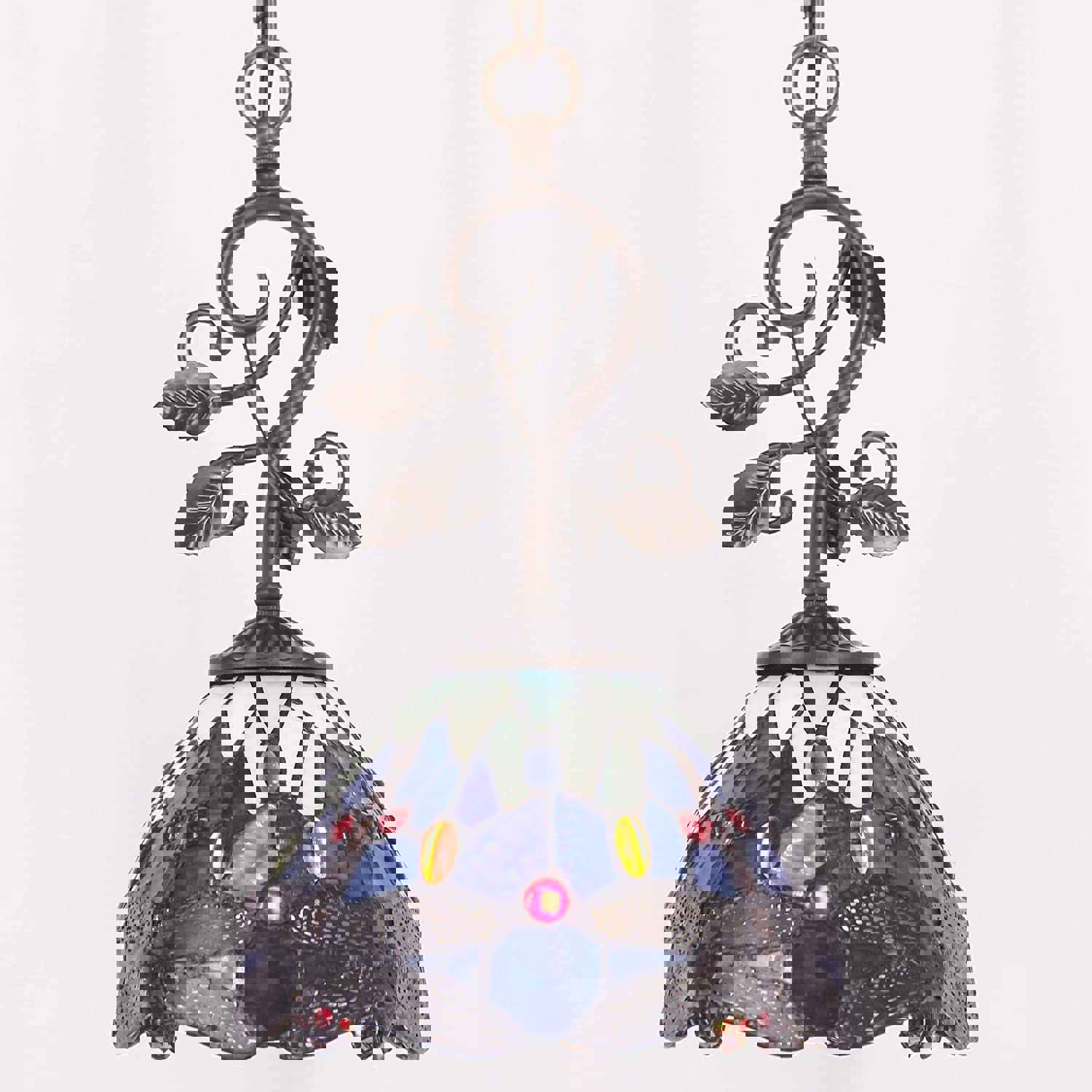 Werfactory® Tiffany Pendant Light Blue Stained Glass Dragonfly Hanging Lamp