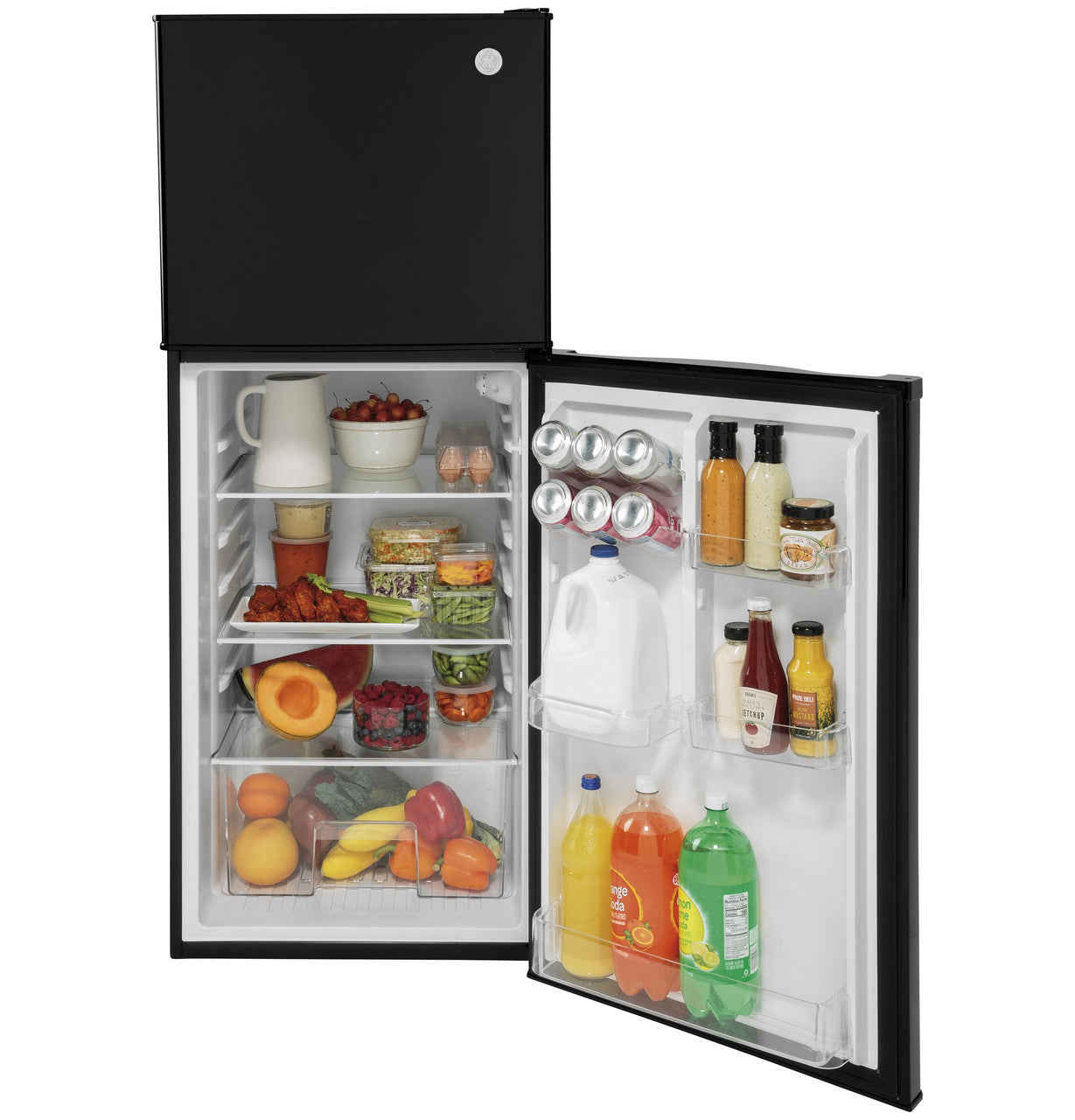 GE Appliances 9.8 Cu. Ft. 12 Volt DC Power Top-Freezer Refrigerator - Black