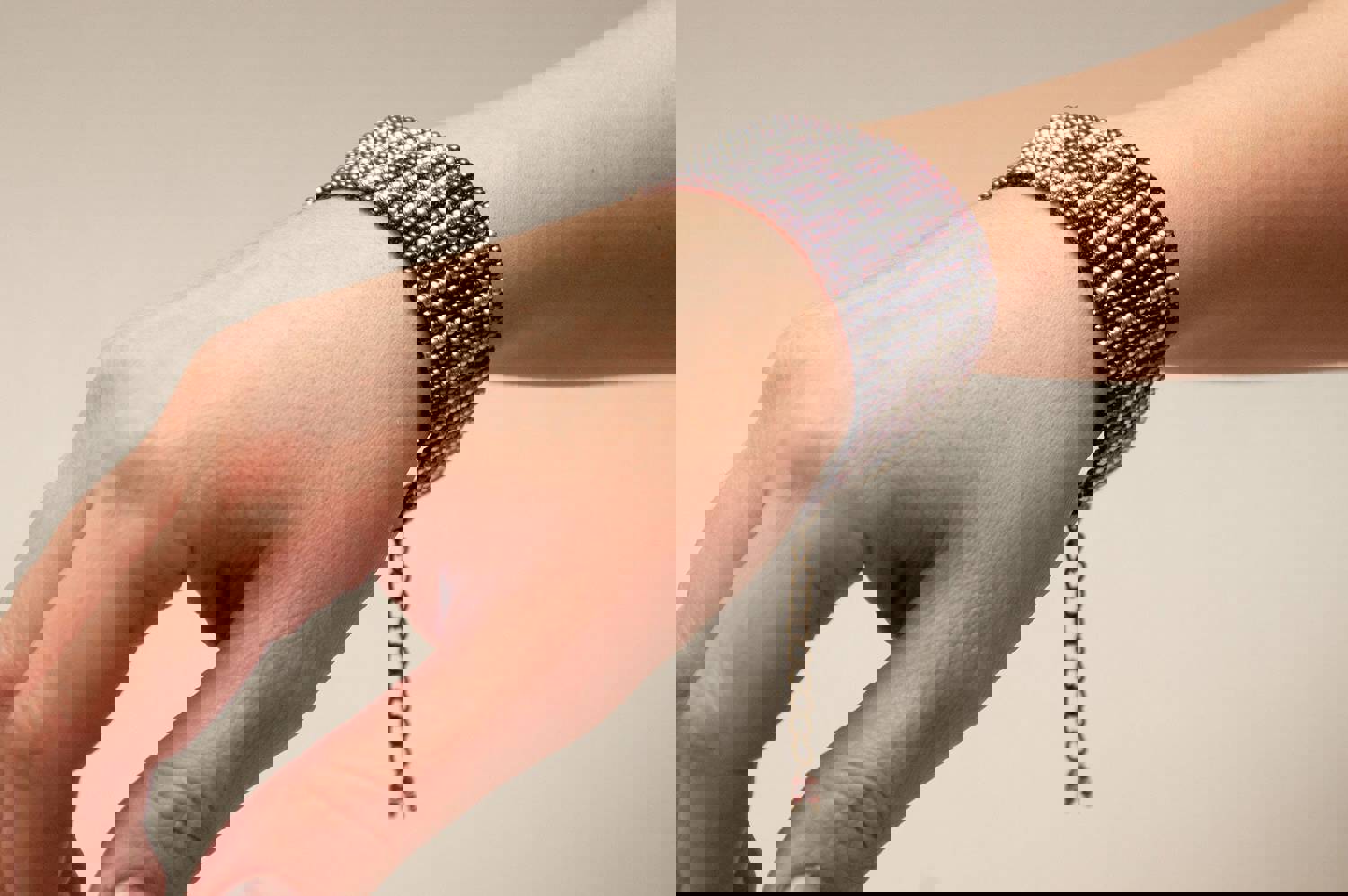 Handmade Armenian Geometric Bead Bracelet - Multicolour Interlocking Squares Design