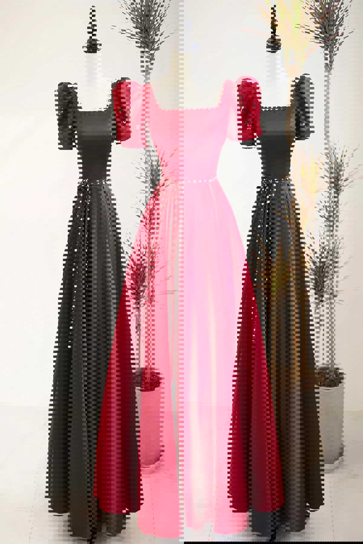 Square Neck Burgundy Long Prom Dresses, Wine Red Long Formal Evening Dresses