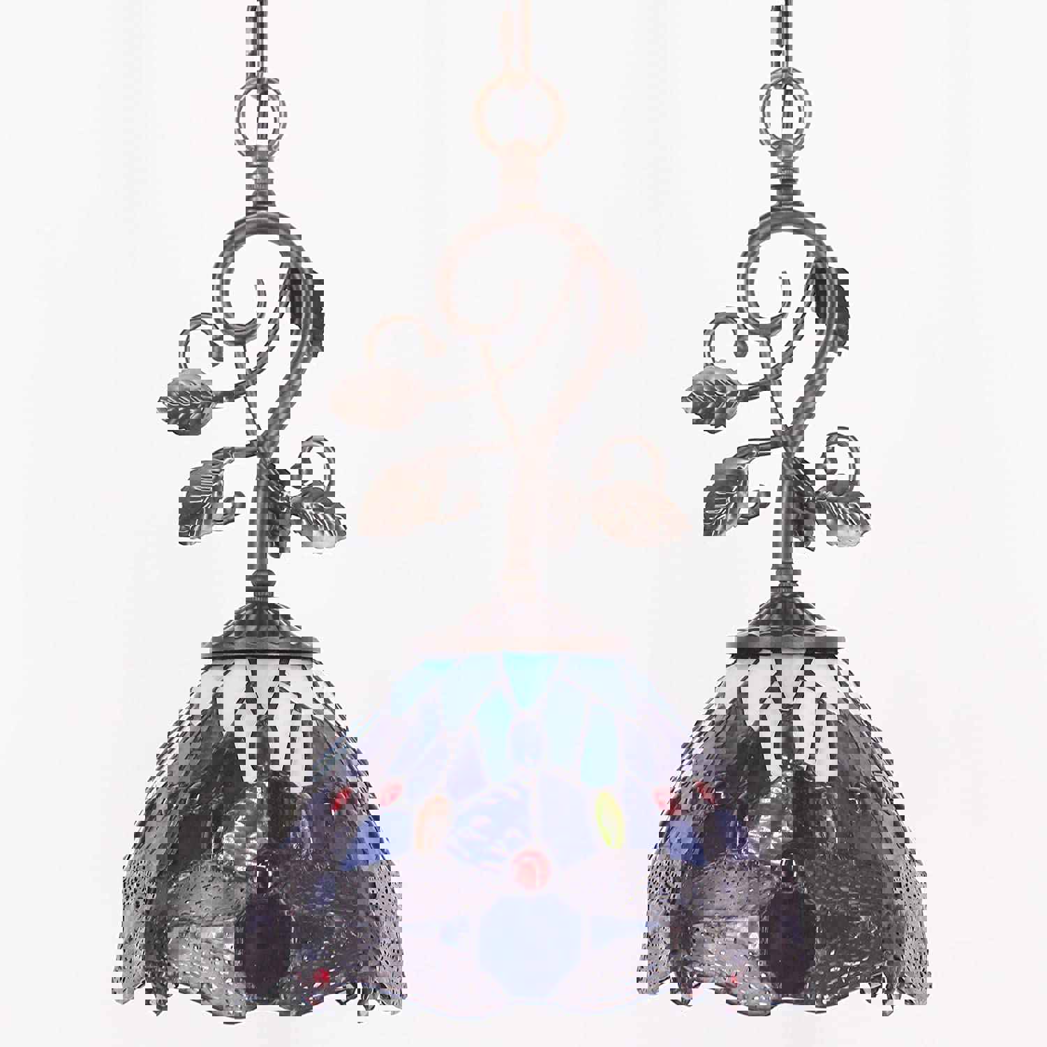 Werfactory® Tiffany Pendant Light Blue Stained Glass Dragonfly Hanging Lamp