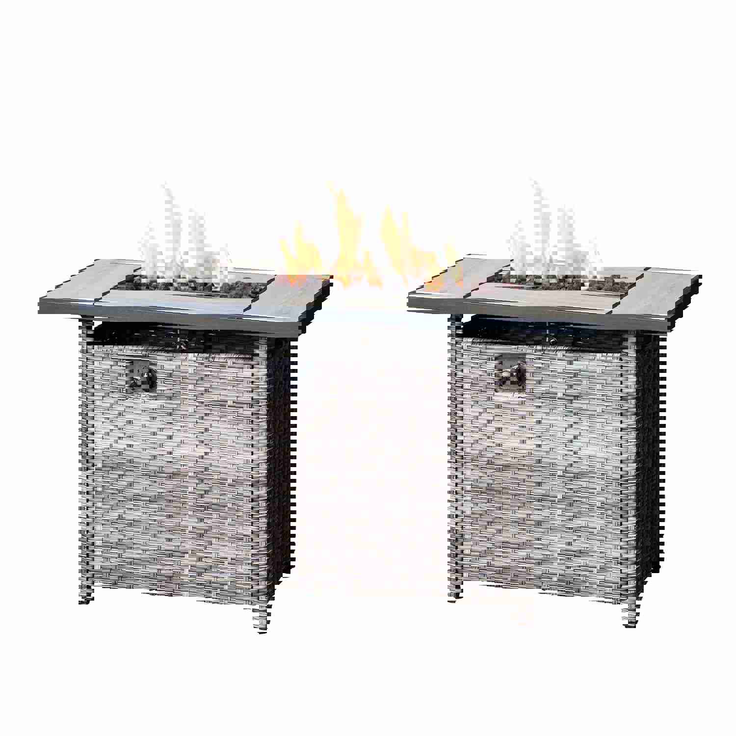 Ovios Rectangle Patio Propane Outdoor 42.12 Fire Pit Table with Lid