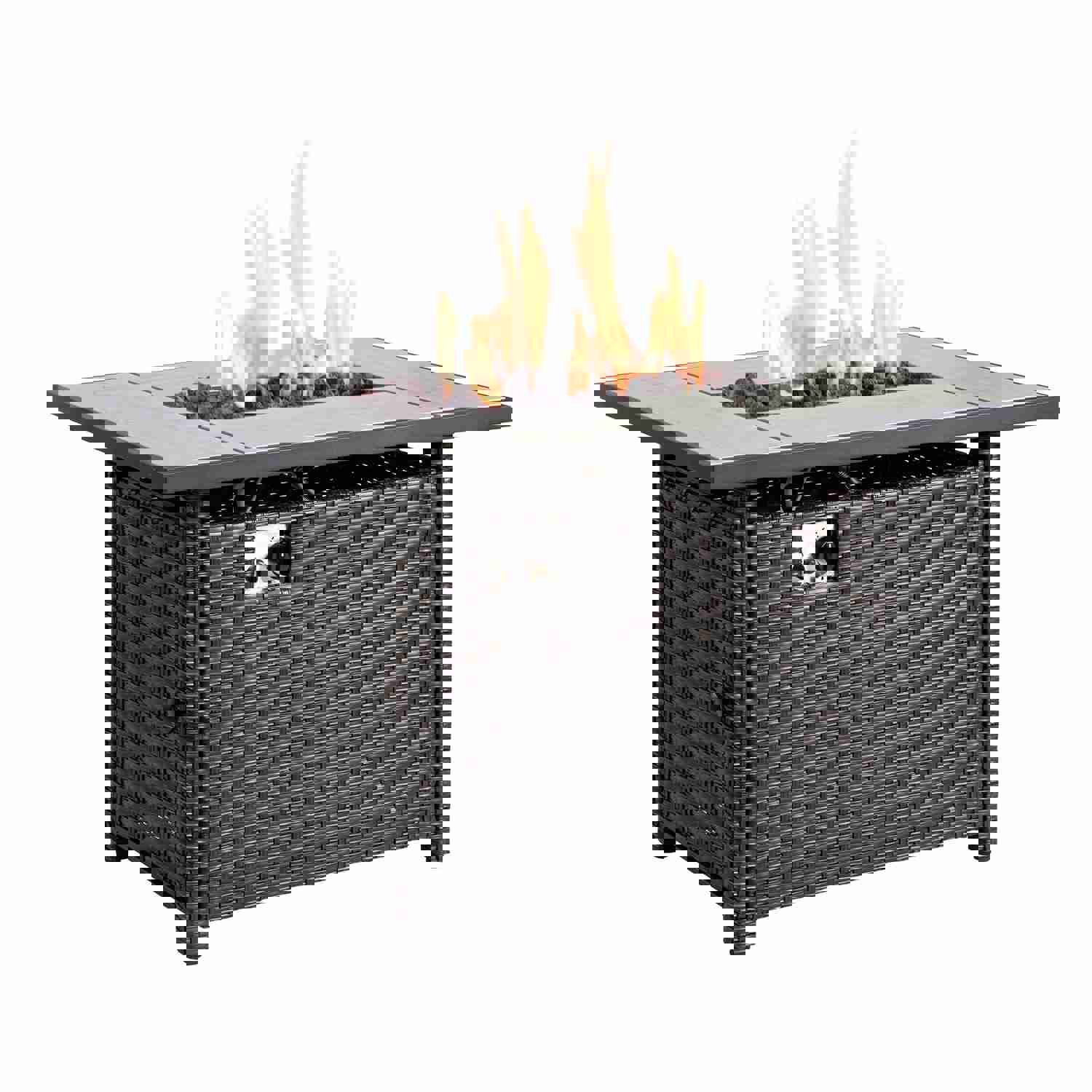 Ovios Rectangle Patio Propane Outdoor 42.12 Fire Pit Table with Lid