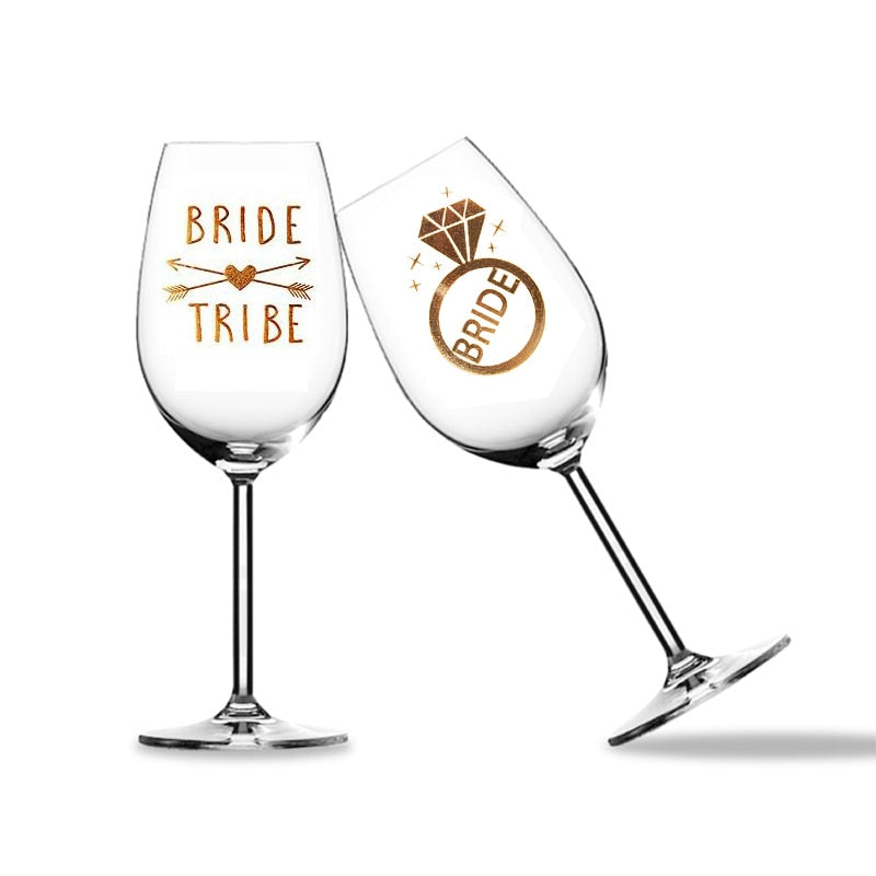 Team Bride Tribe Stickers - Bridesmaid & Mr and Mrs Glass Stickers for Bachelorette Party