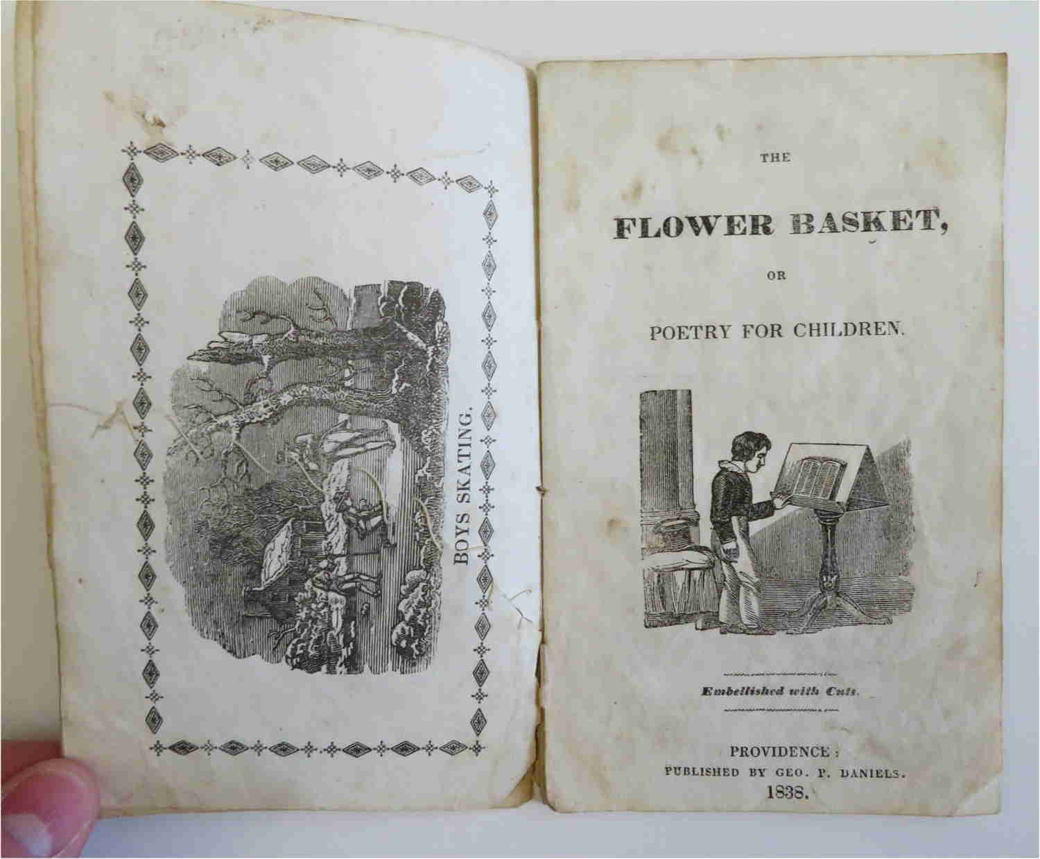 Flower Basket 1838 Woodblock Illustrations Children's Rare Poetry Chap Book
