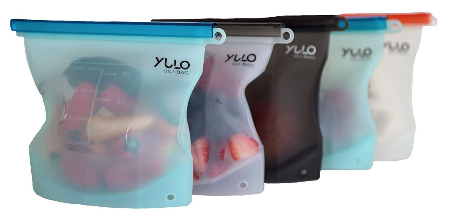 Yulo Sili-Bags Reusable Silicone Food Storage Bags (5 Pack) - Eco-Friendly & Airtight