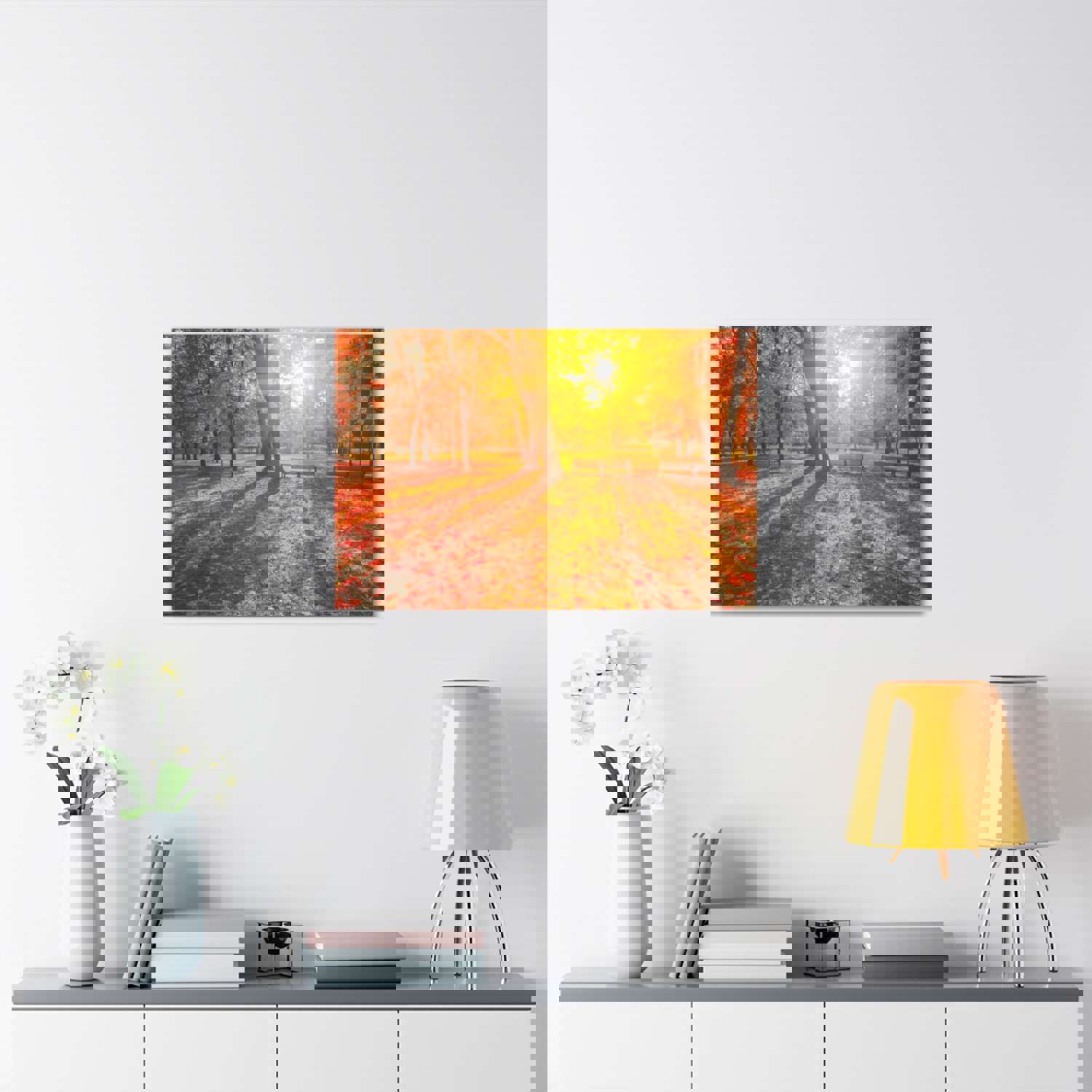 Sunrise Autumn Park Nature Wilderness Photography Canvas Wall Art for Home Decor