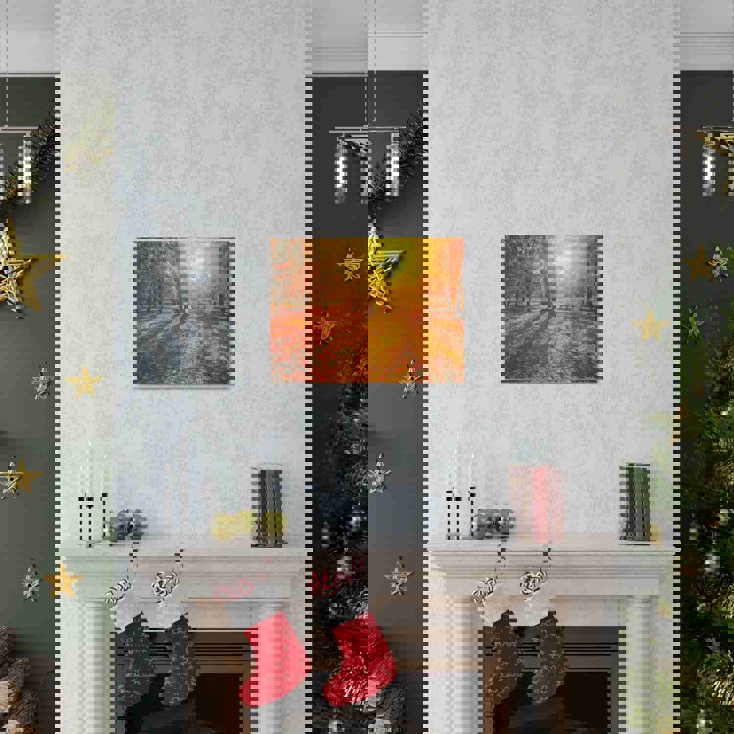 Sunrise Autumn Park Nature Wilderness Photography Canvas Wall Art for Home Decor