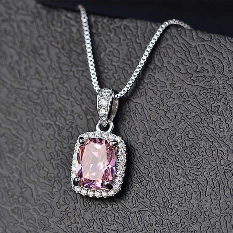 Huitan Geometric Cubic Zirconia Pendant Necklace for Women - Trendy Wedding Party Jewelry