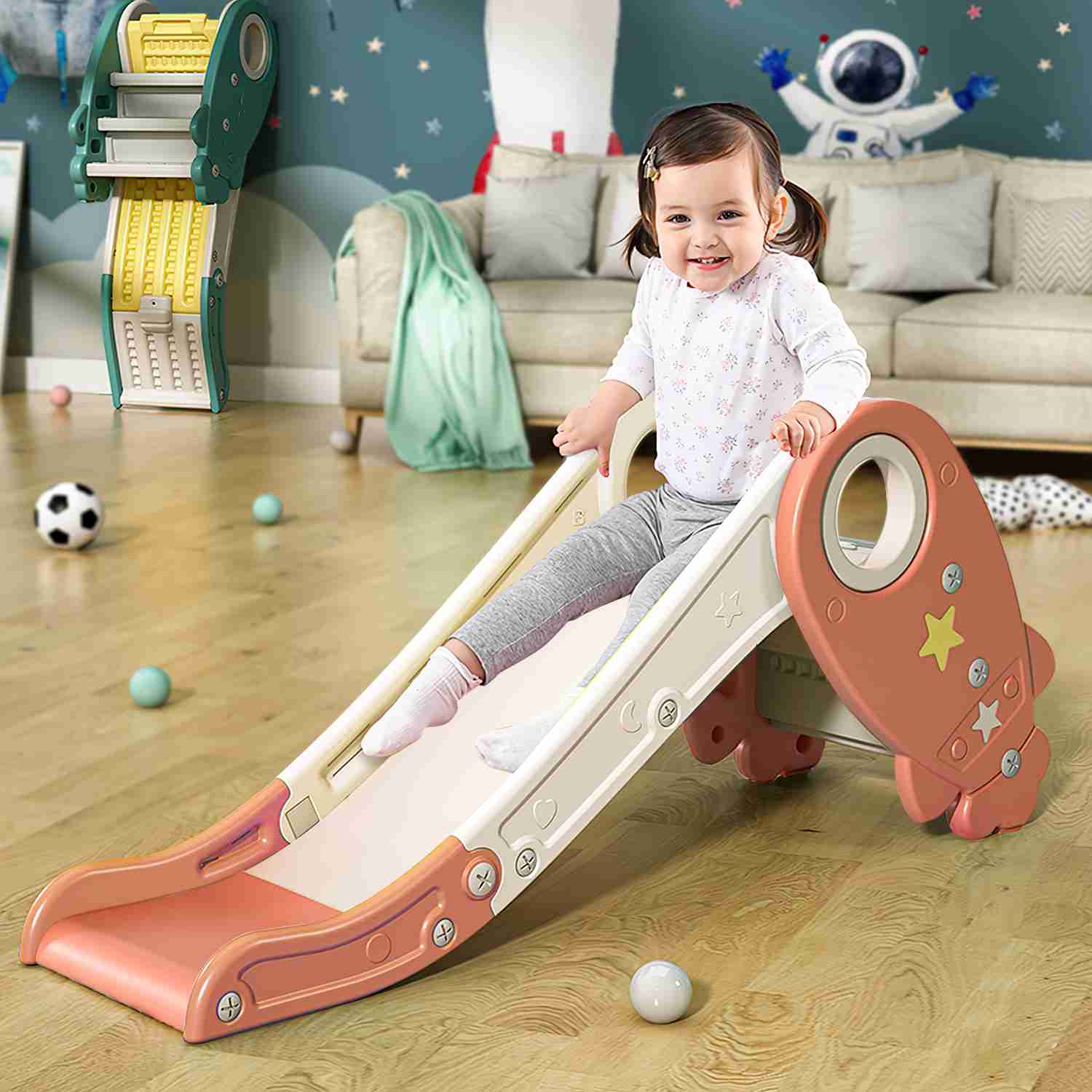 Toddler Slide Climber Set - Indoor Outdoor 3 Steps Freestanding Children's Slide