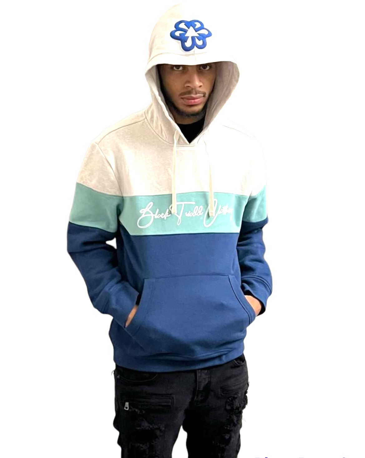 Baby Blue Pyramid Colorblock Hoodie