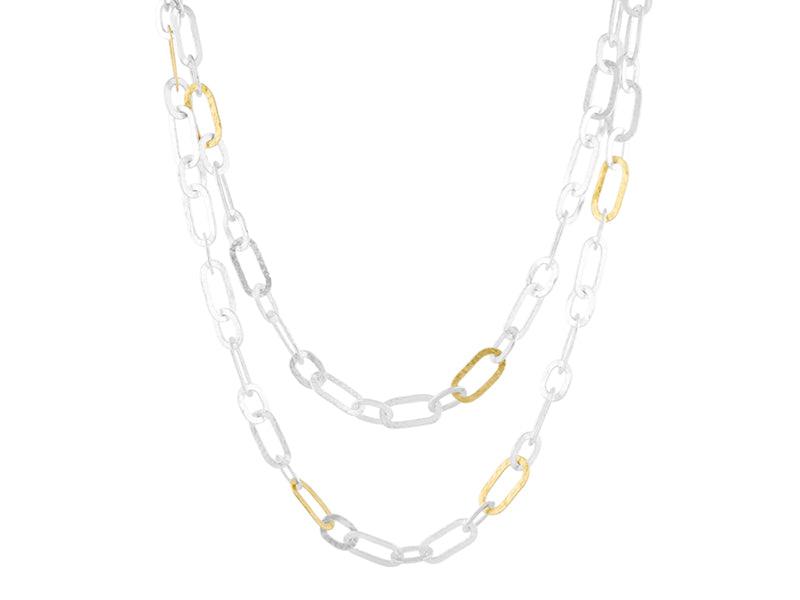 GURHAN Mango Sterling Silver Link Necklace with Gold Accents