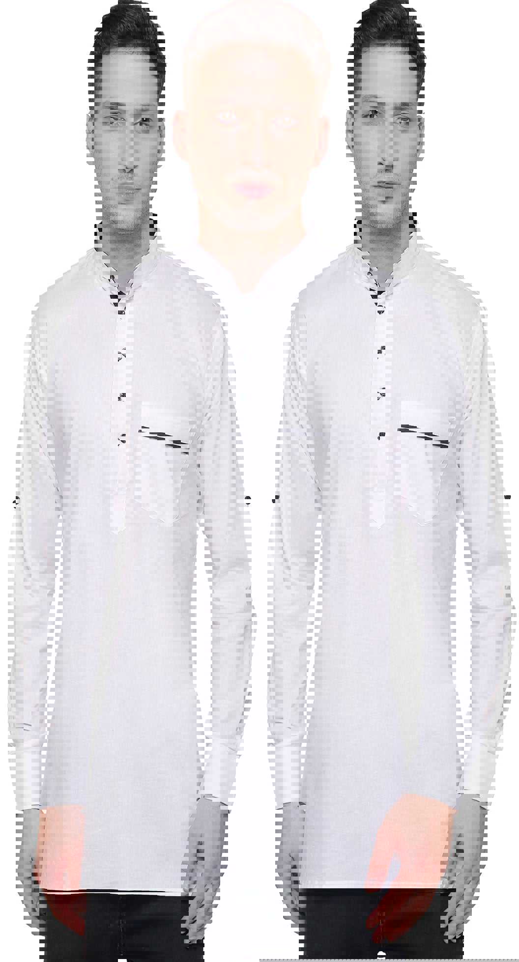 Indian Fashion Men's Designer Cotton Kurta (White)