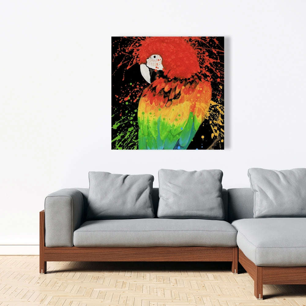 Rainbow Parrot Fine Art Gallery Wrapped Canvas 16x48