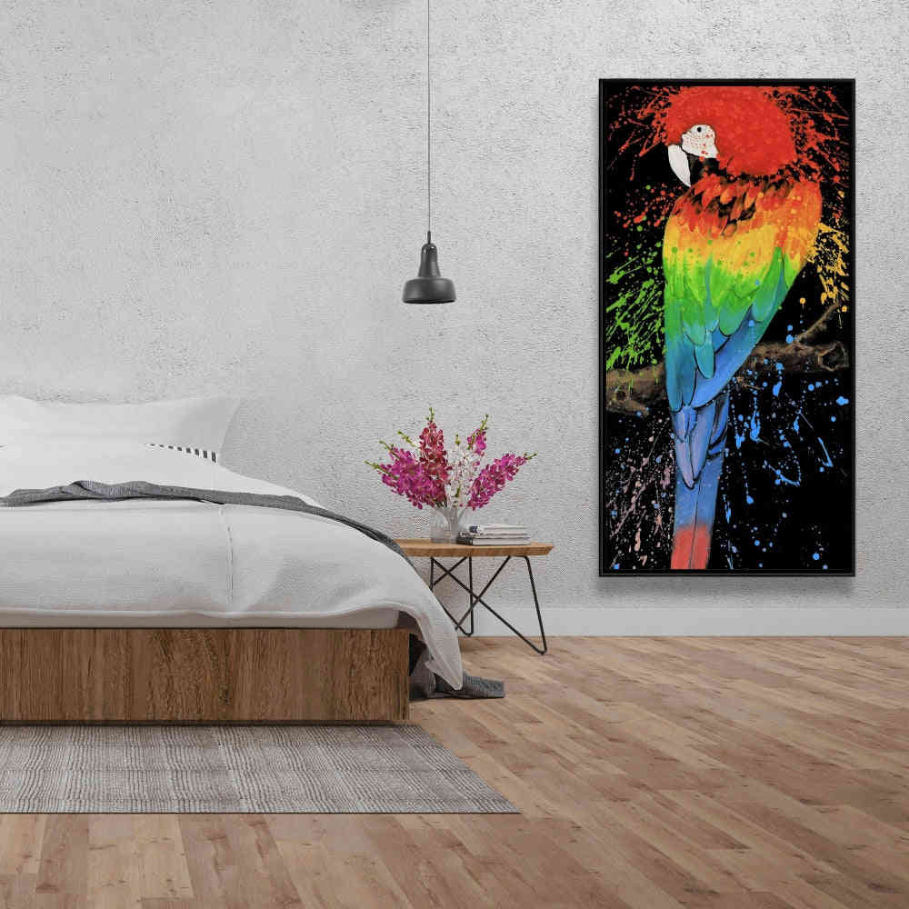 Rainbow Parrot Fine Art Gallery Wrapped Canvas 16x48
