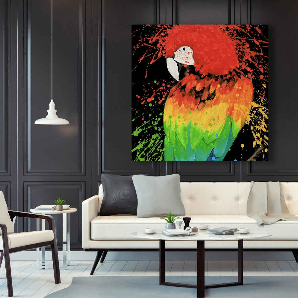 Rainbow Parrot Fine Art Gallery Wrapped Canvas 16x48