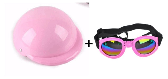 Pet Motorcycle Helmet Hat Cap for Dogs and Cats - ABS Plastic Costume Accessory with Sunglasses